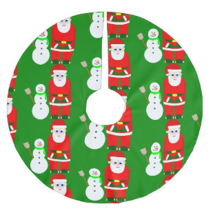 christmas santa claus snowman cute brushed polyester tree skirt