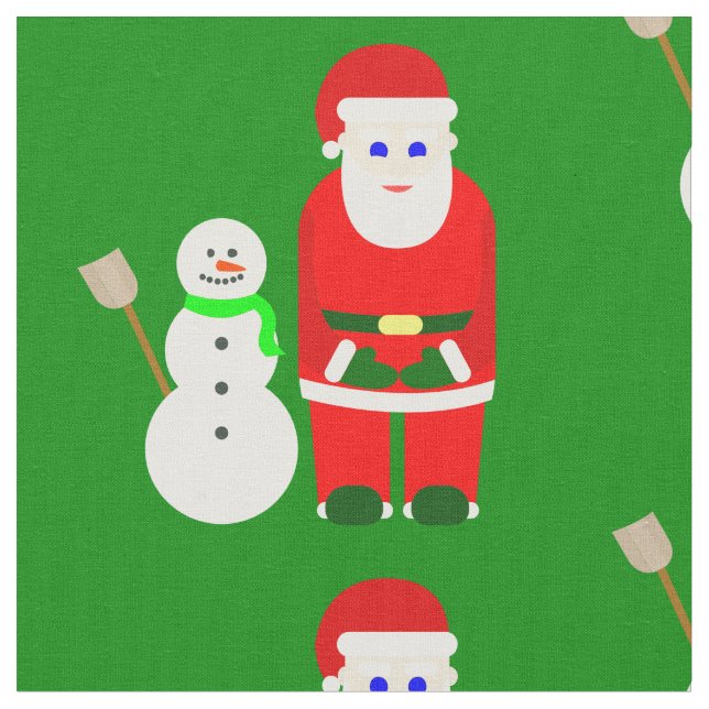 christmas santa claus snowman cute fabric (Close Up)