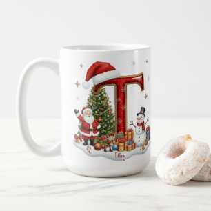 Christmas Santa Claus Snowman Elf Alphabet T Coffee Mug