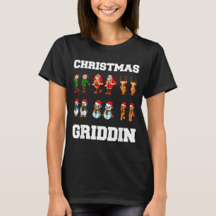 Christmas Santa Claus Snowman Reindeer Griddy Grid T-Shirt