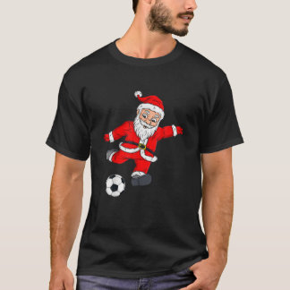 Christmas Santa Claus Soccer Ball Funny Boys Girls T-Shirt