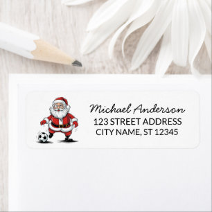 Christmas Santa Claus Soccer Ball Return Address   Label