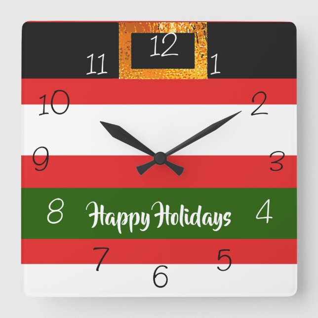 Christmas Santa Claus Square Wall Clock (Front)