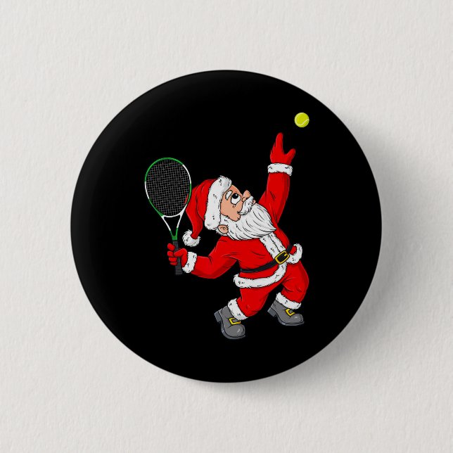 Christmas Santa Claus Tennis Fun Boys Girls Kids T 6 Cm Round Badge (Front)