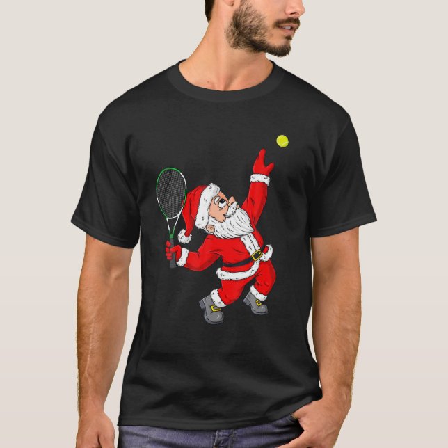 Christmas Santa Claus Tennis Funny Boys Girls Kids T-Shirt (Front)