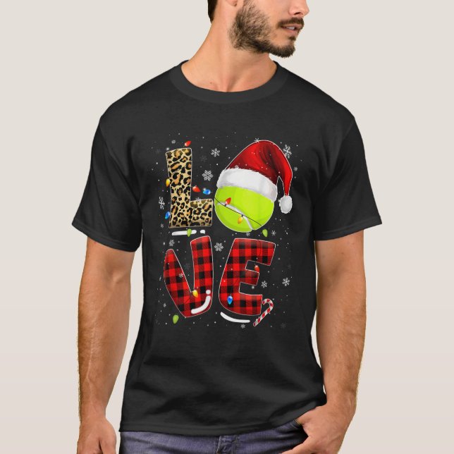 Christmas Santa Claus Tennis Game Tennis Racket Hu T-Shirt (Front)
