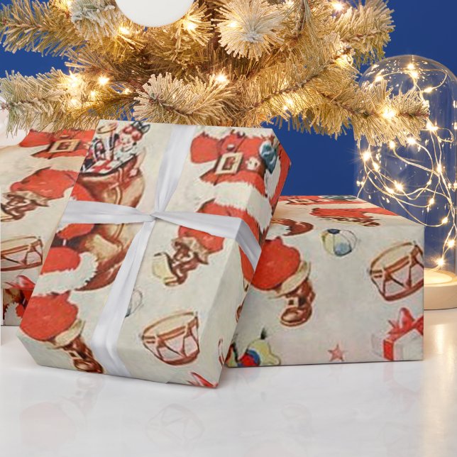 Christmas Santa Claus Toys Reindeer Presents Wrapping Paper (Holidays)
