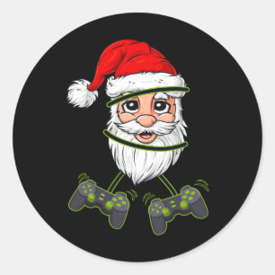 Christmas Santa Claus Video Game Controllers Boys Classic Round Sticker