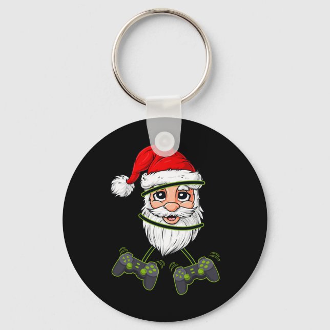 Christmas Santa Claus Video Game Controllers Boys  Key Ring (Front)