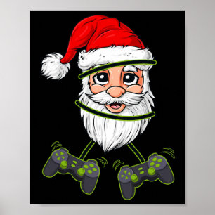 Christmas Santa Claus Video Game Controllers Boys Poster