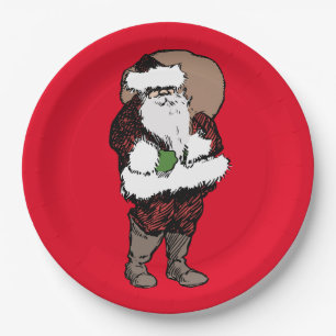 CHRISTMAS SANTA CLAUS VINTAGE PAPER PLATES