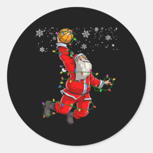 Christmas Santa Claus Volleyball Pajama Xmas Mens Classic Round Sticker