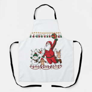Christmas Santa Claus Volleyball Snowman Reindeer Apron
