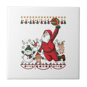 Christmas Santa Claus Volleyball Snowman Reindeer Ceramic Tile