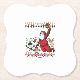 Christmas Santa Claus Volleyball Snowman Reindeer Paper Coaster