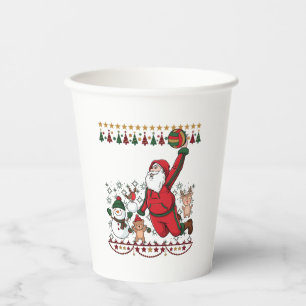 Christmas Santa Claus Volleyball Snowman Reindeer Paper Cups