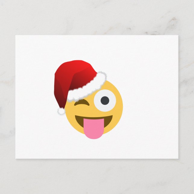 christmas santa claus winking emoji holiday postcard (Front)