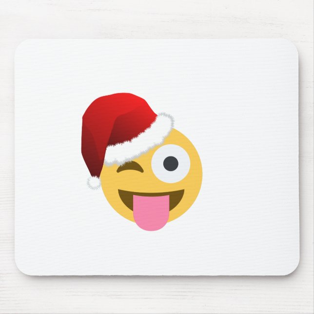 christmas santa claus winking emoji mouse pad (Front)