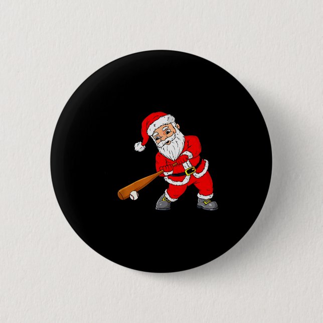 Christmas Santa Claus With Baseball Bat Boys Kids  6 Cm Round Badge (Front)