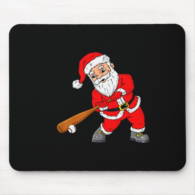 Christmas Santa Claus With Baseball Bat Boys Kids  Mouse Pad (Front)