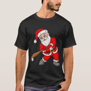 Christmas Santa Claus With Baseball Bat Boys Kids  T-Shirt