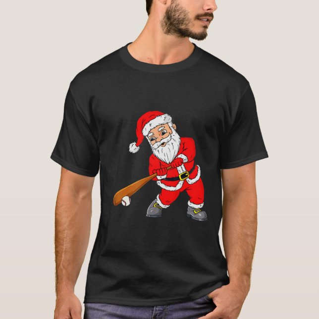 Christmas Santa Claus With Baseball Bat Boys Kids  T-Shirt (Front)