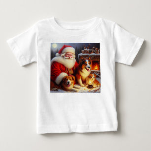 Christmas Santa Claus with Dogs 1 Baby T-Shirt