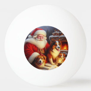 Christmas Santa Claus With Dogs 1 Ping Pong Ball