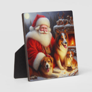 Christmas Santa Claus with Dogs 1 Plaque