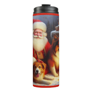 Christmas Santa Claus with Dogs 1 Thermal Tumbler