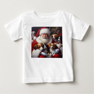 Christmas Santa Claus with Dogs 2 Baby T-Shirt