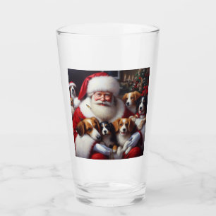 Christmas Santa Claus with Dogs 2 Glass