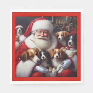 Christmas Santa Claus with Dogs 2 Napkin