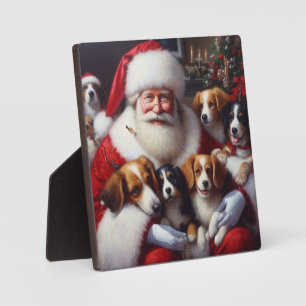 Christmas Santa Claus with Dogs 2 Plaque