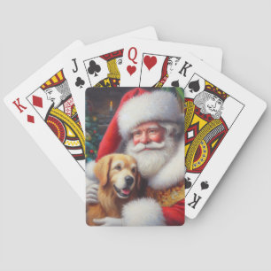 Christmas Santa Claus With Dogs 3 Playing Cards