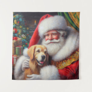 Christmas Santa Claus with Dogs 3 Tapestry