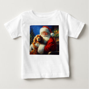 Christmas Santa Claus with Dogs 4 Baby T-Shirt