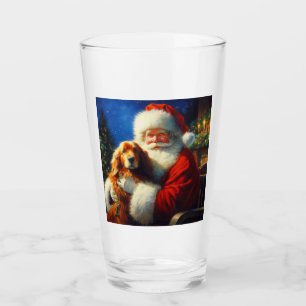 Christmas Santa Claus with Dogs 4 Glass