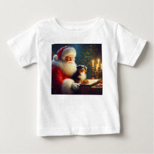 Christmas Santa Claus with Dogs 5 Baby T-Shirt