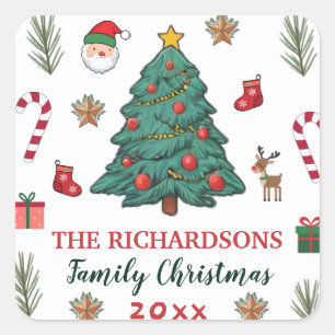 Christmas Santa Claus with Presents Personalised Square Sticker