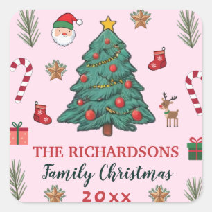 Christmas Santa Claus with Presents Personalised Square Sticker