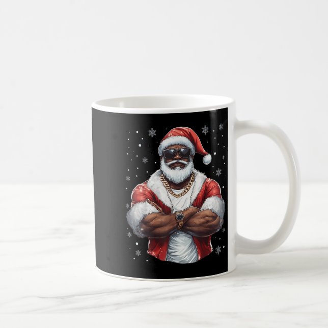 Christmas Santa Claus Xmas Cool Black African Amer Coffee Mug (Right)