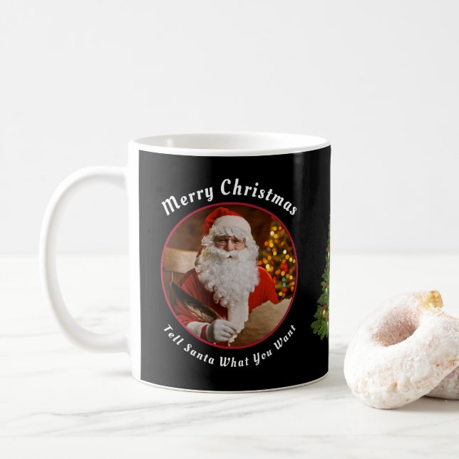 Christmas Santa Clause Christmas Tree Personalise  Coffee Mug (With Donut)