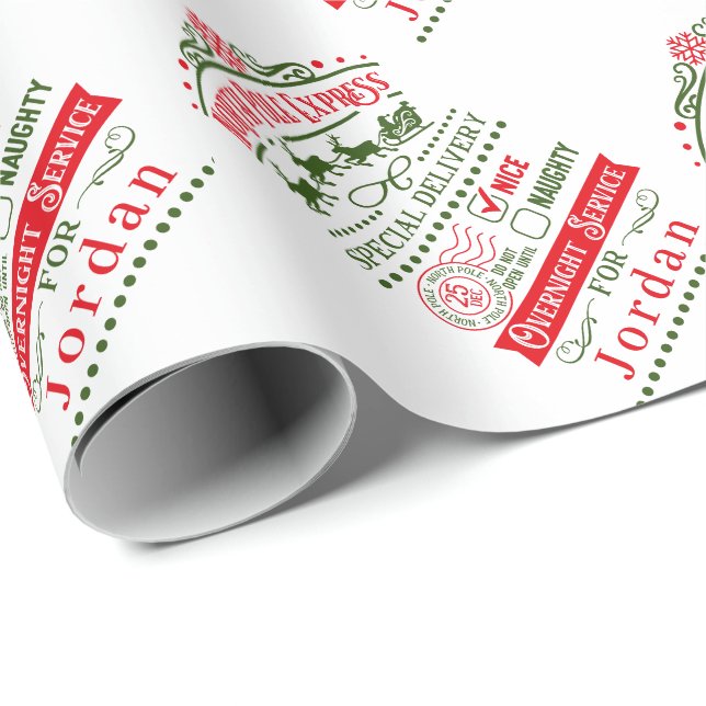 Christmas Santa Clause Delivery North Pole Express Wrapping Paper (Roll Corner)
