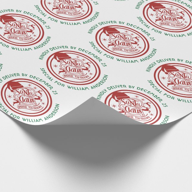 Christmas Santa Clause Delivery Personalised Wrapp Wrapping Paper (Corner)