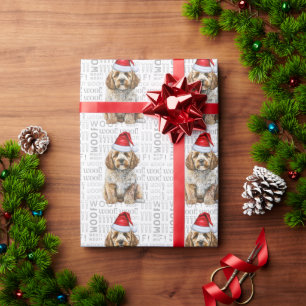 Christmas Santa Cockapoo Holiday Dog Wrapping Paper