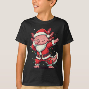 Christmas Santa Costume Dabbing Axolotl Xmas Light T-Shirt