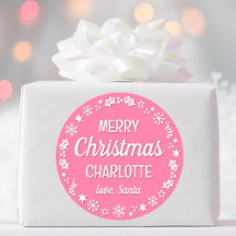 Christmas Santa Custom Name Pink