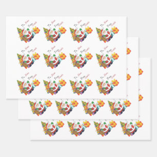 Christmas Santa Custom To and From Name Wrapping Paper Sheet
