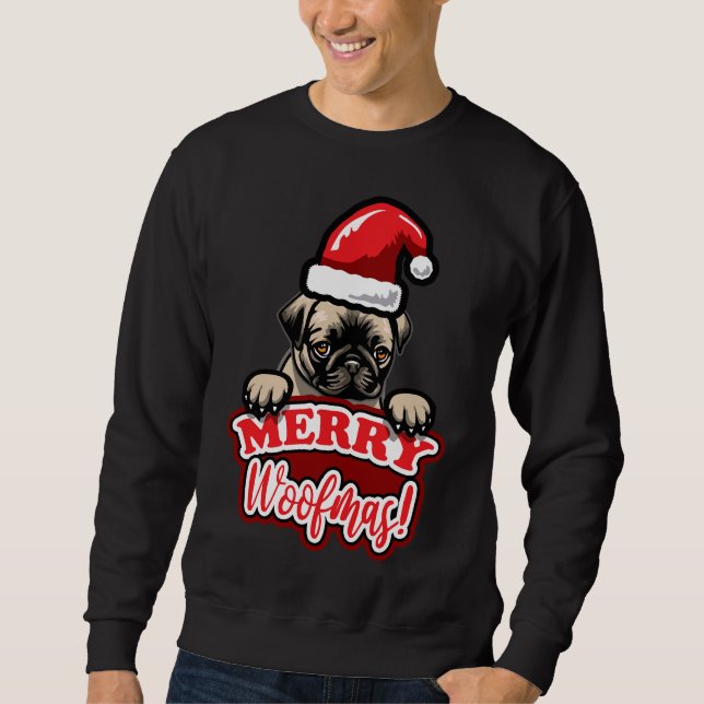Christmas Santa Cute Pug Classic T-Shirt 912 Sweatshirt (Front)